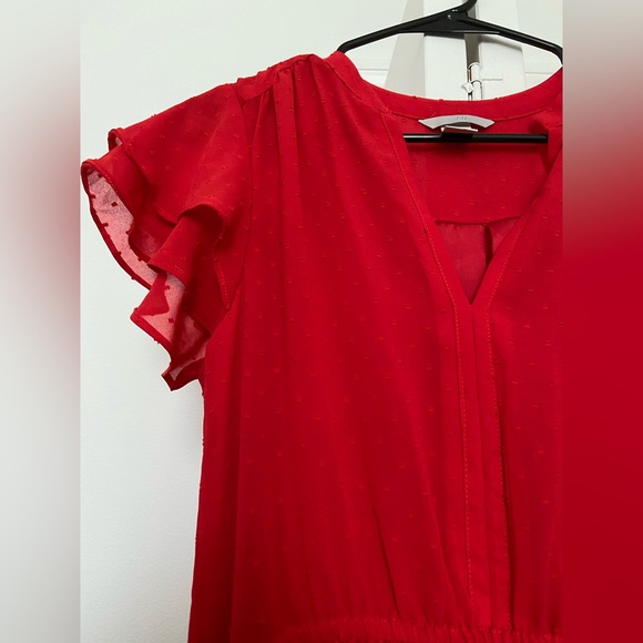 Red Chiffon Adjustable Waist Dress - Picture 4 of 4